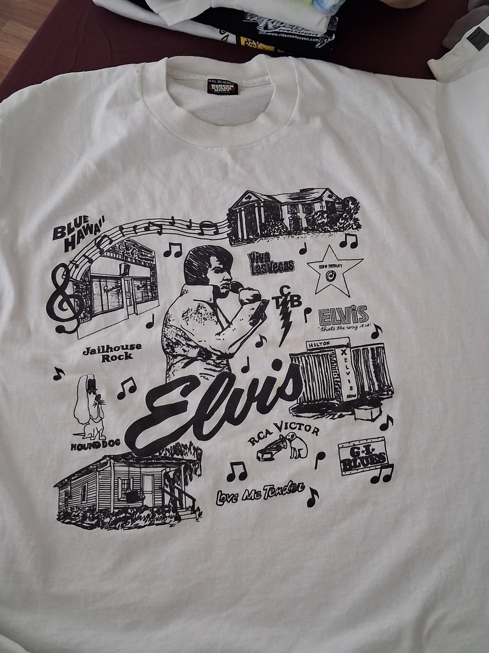 Screen Stars Best Vintage Elvis Graphic Tee XXL White Black